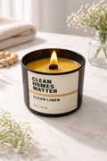 Clean Linen Candle – Wooden Wick Luxury Candle | Clean Homes Matter